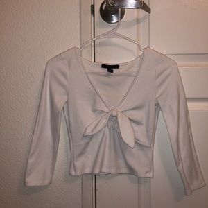 White bow knot key hole long sleeve